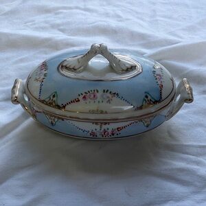 Vintage Shofu Porcelain China Miniature Covered Dish HandPainted Occupied Japan